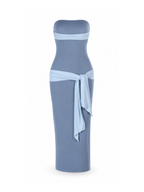 Velira Strapless Midi Dress with Tie Detail