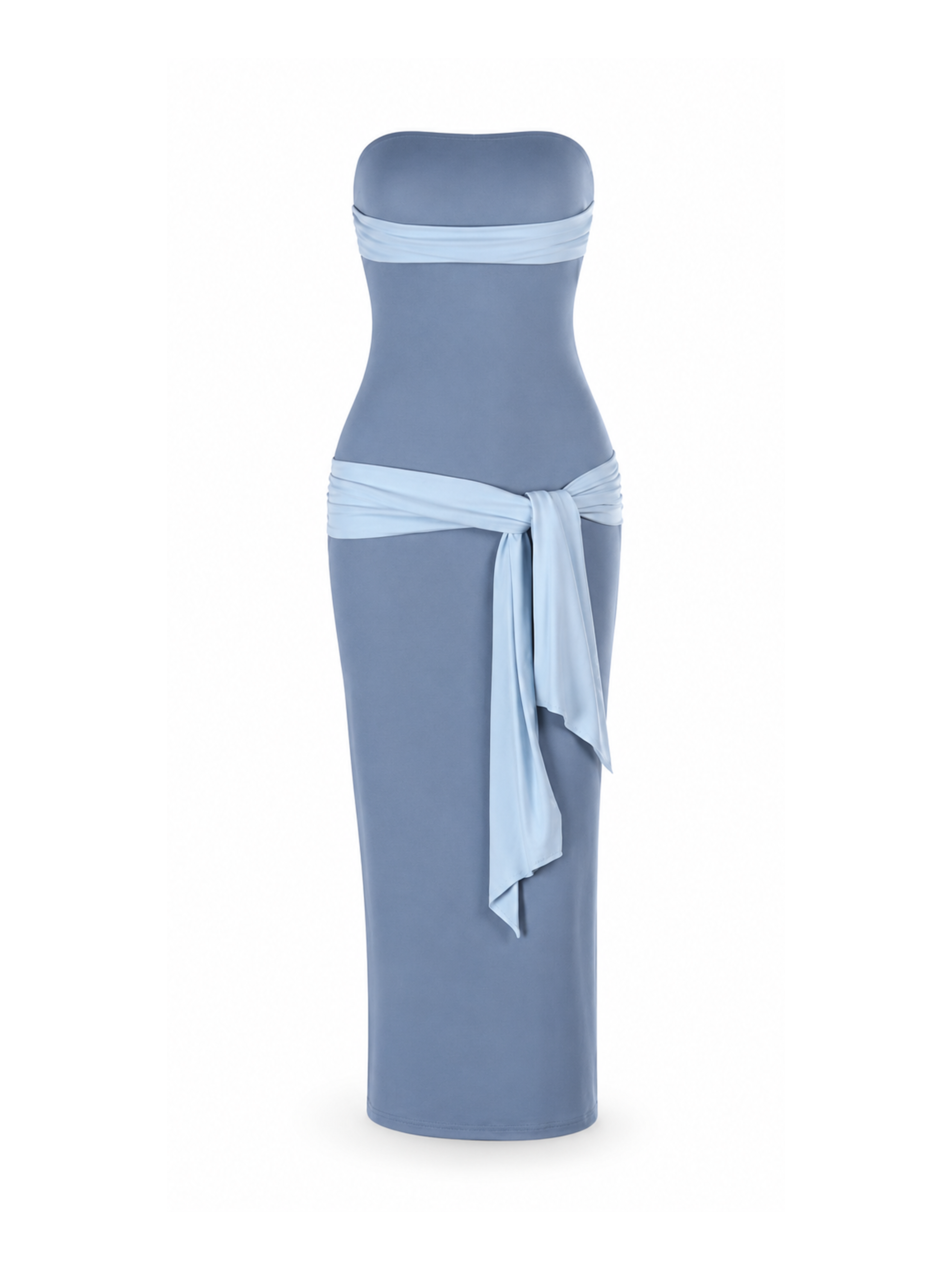 Velira Strapless Midi Dress with Tie Detail