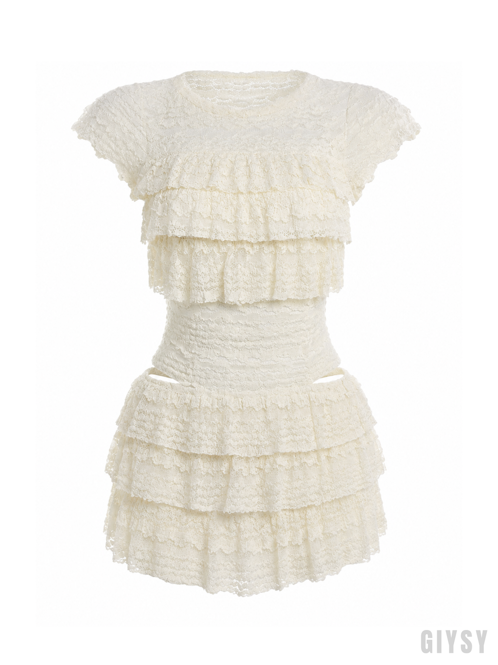 Marley Ivory Lace Ruffle Two-Piece Set