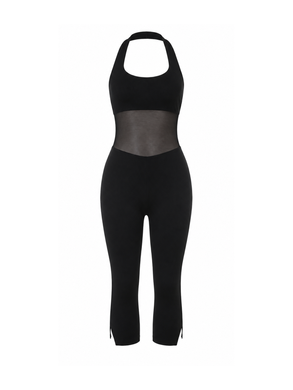 Nerys Mesh Panel Halter Capri Jumpsuit