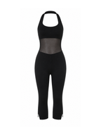 Nerys Mesh Panel Halter Capri Jumpsuit