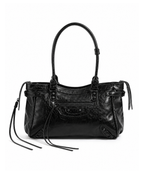 Elowen Vintage Black Leather Shoulder Bag
