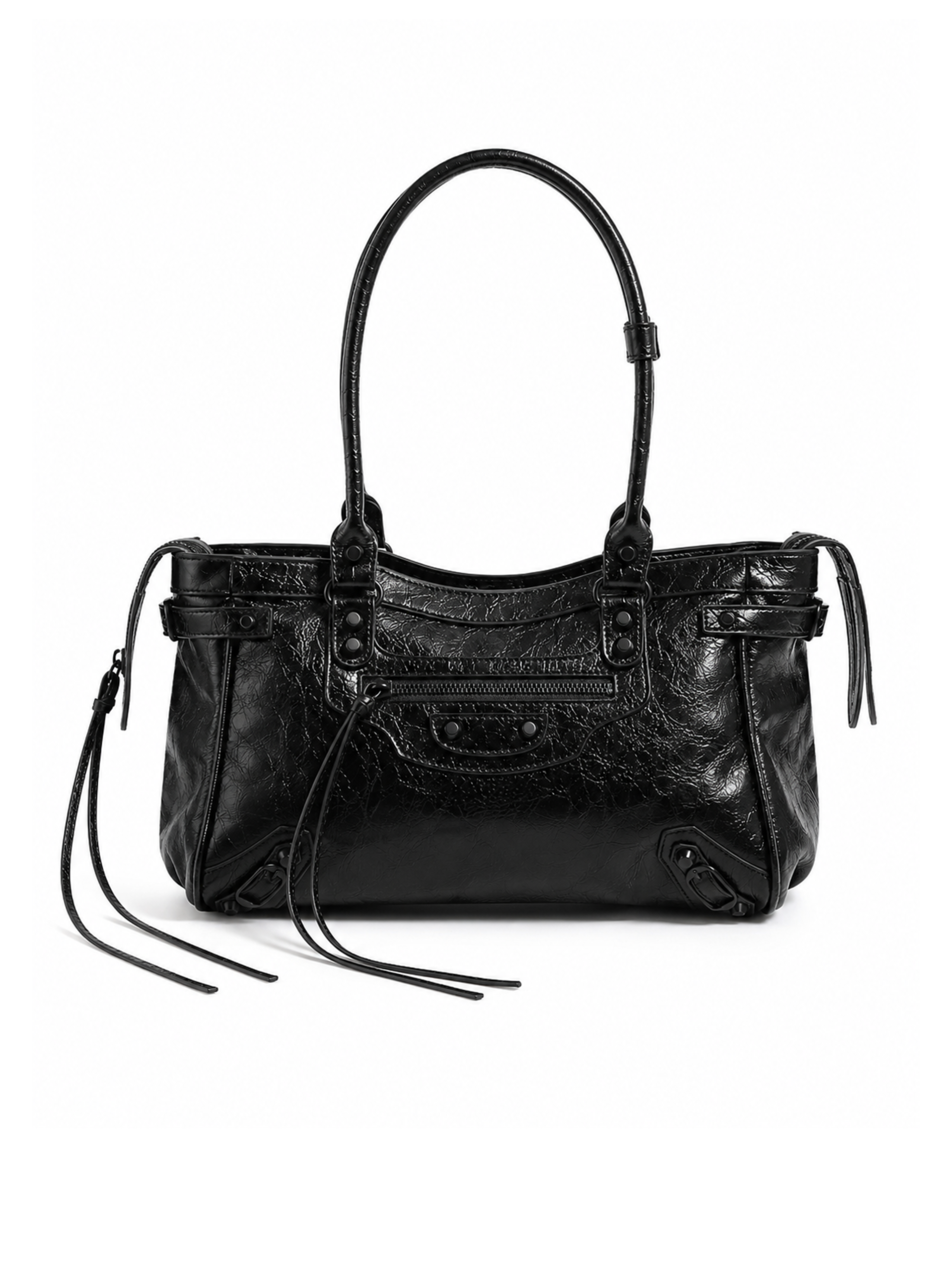 Elowen Vintage Black Leather Shoulder Bag