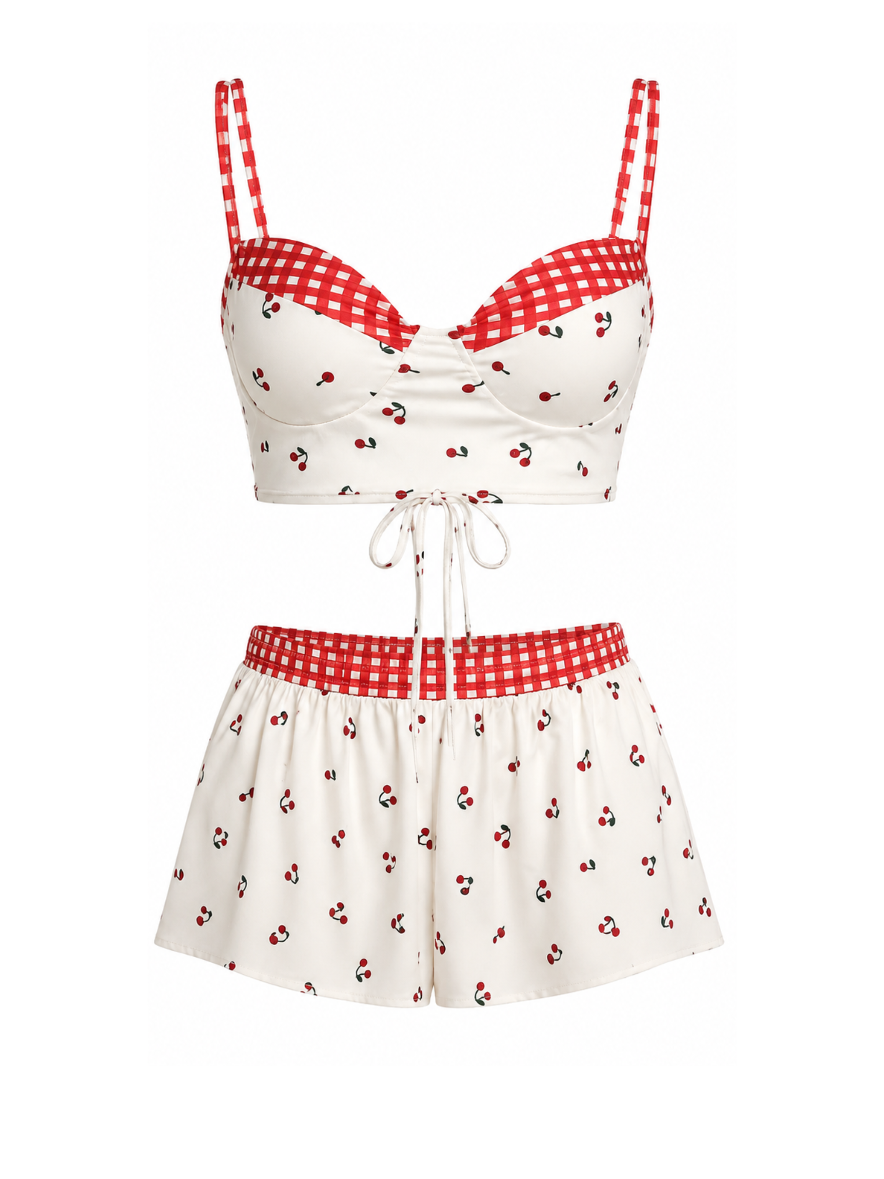 Amelie Cherry Picnic Gingham Two-Piece Set