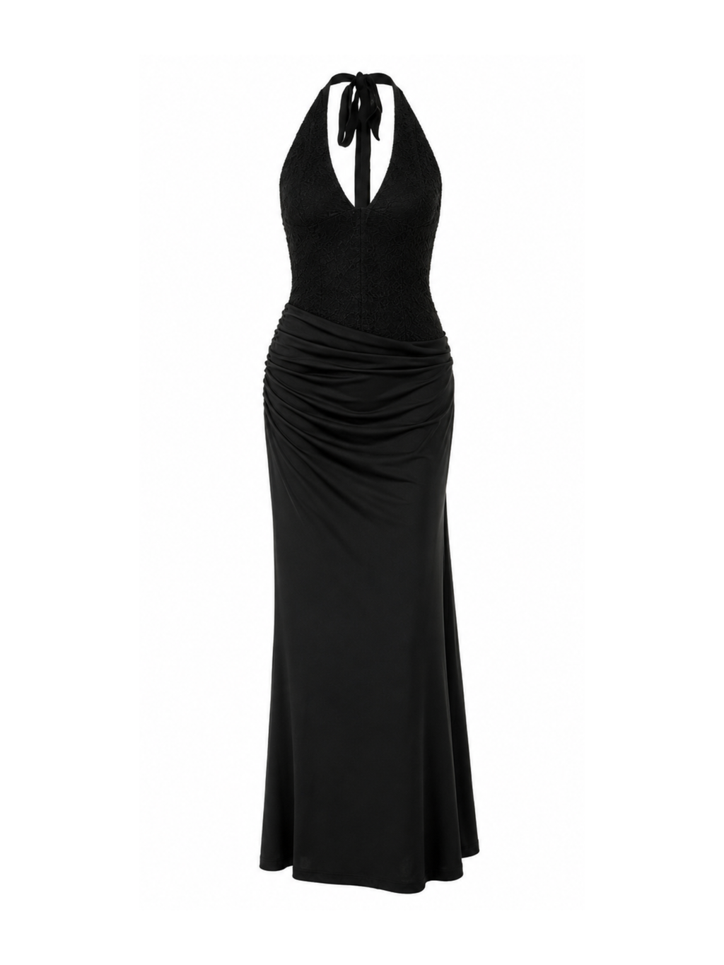 Vessia Draped Waist Maxi Dress in Black