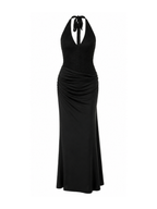 Vessia Draped Waist Maxi Dress in Black