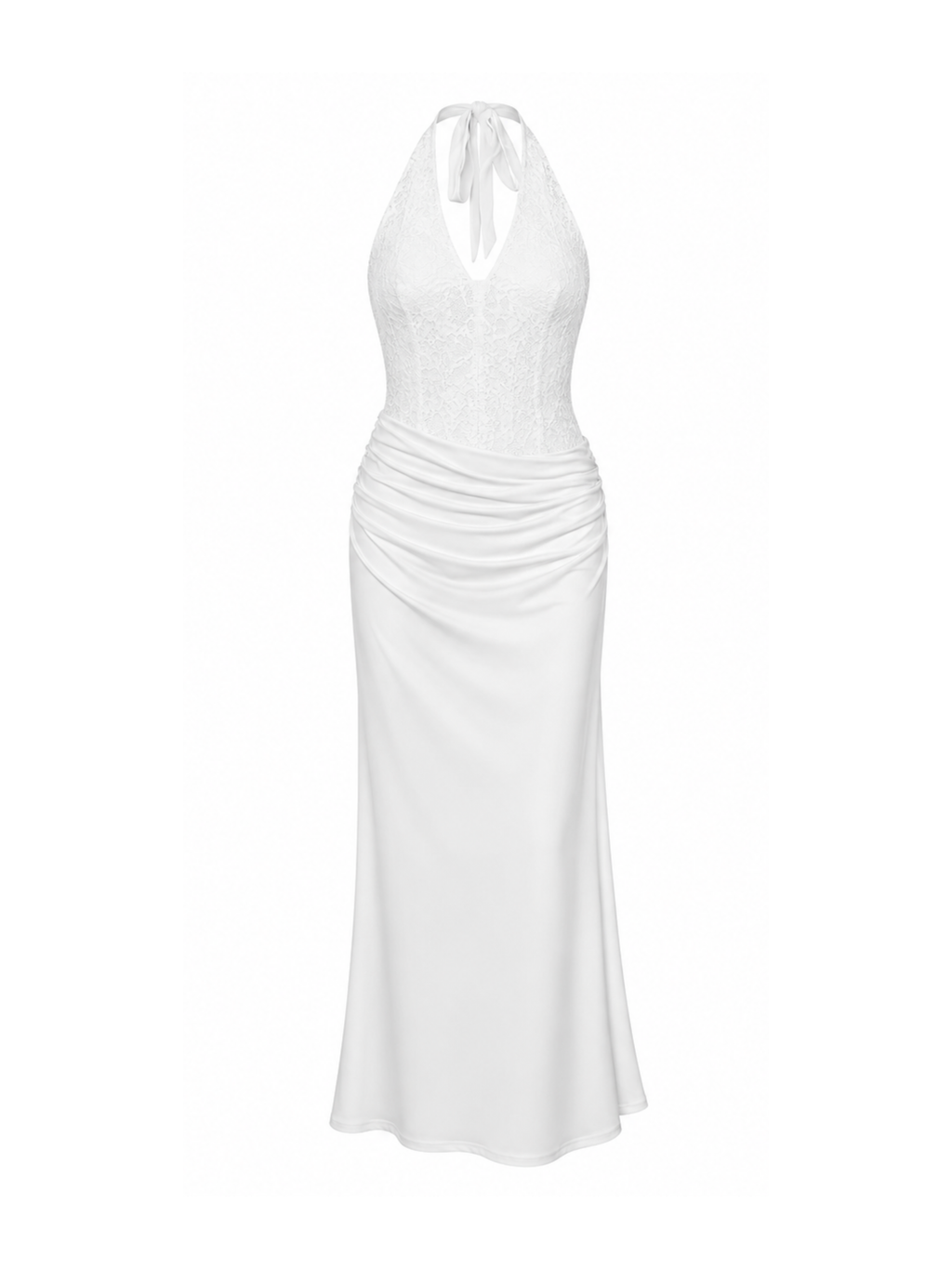 Vessia Draped Waist Maxi Dress in White