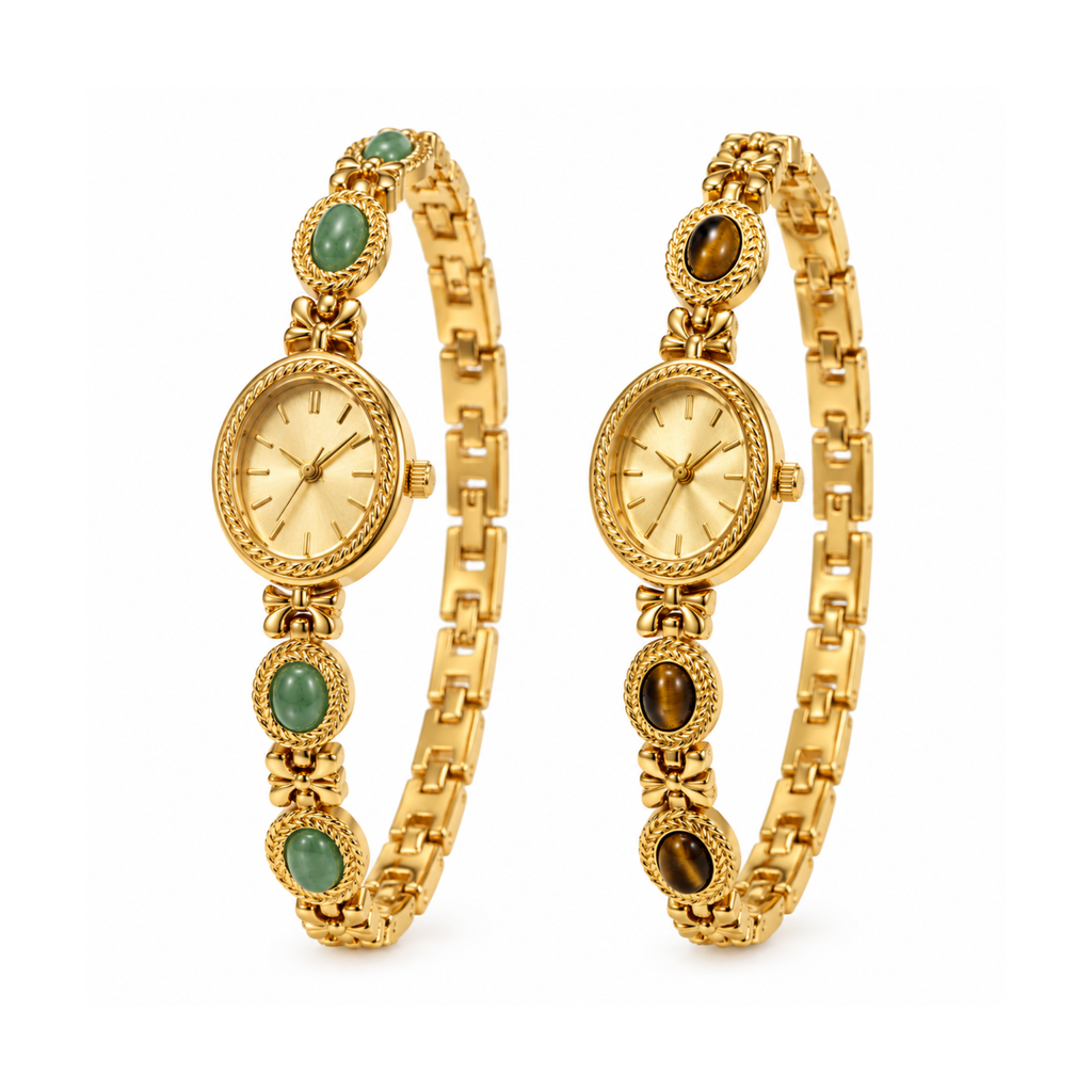 Vintage Oval Gemstone Bracelet Watch