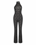 Maline Sheer Lace Halter Jumpsuit