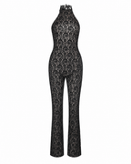 Maline Sheer Lace Halter Jumpsuit