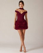 Milva Off-Shoulder Rosette Mini Dress