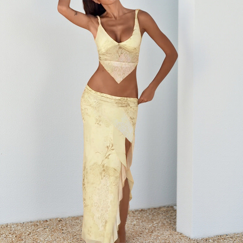 Ilya Butter Yellow Maxi Skirt Set
