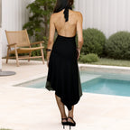 Leora Halter Asymmetrical Midi Dress