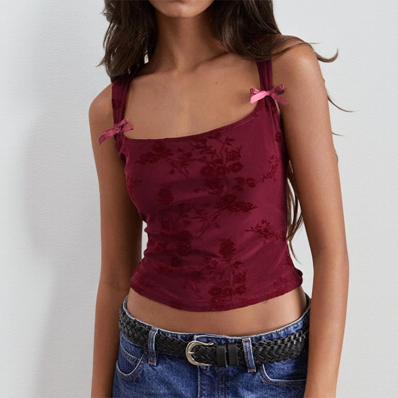 Maris Floral Bow Detail Crop Top