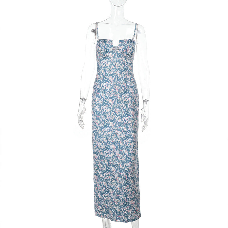Alina Blue Paisley Cami Maxi Dress