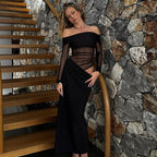 Elvina Off-Shoulder Mesh Maxi Dress