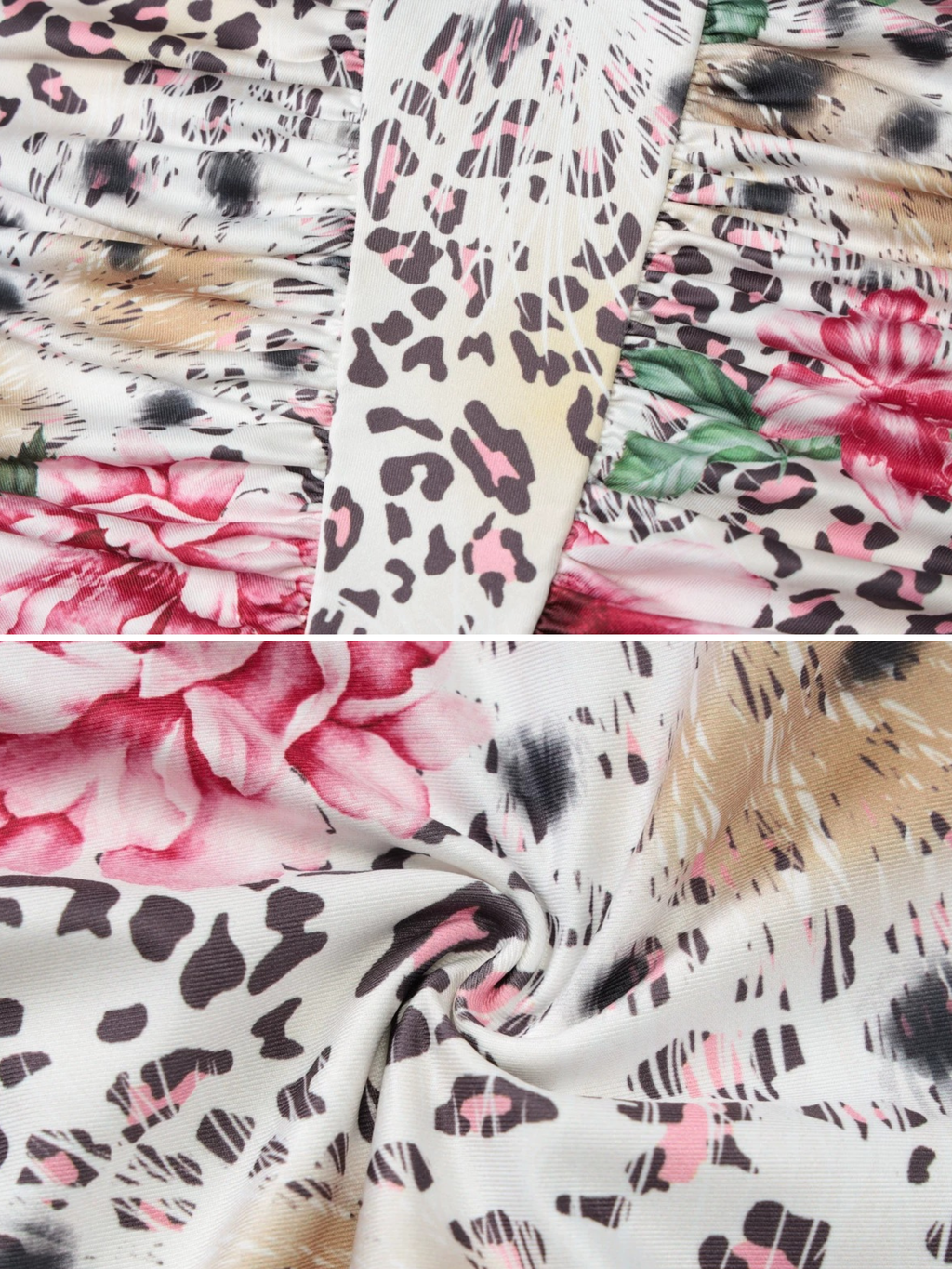 Thais Floral Leopard Halter Mini Dress