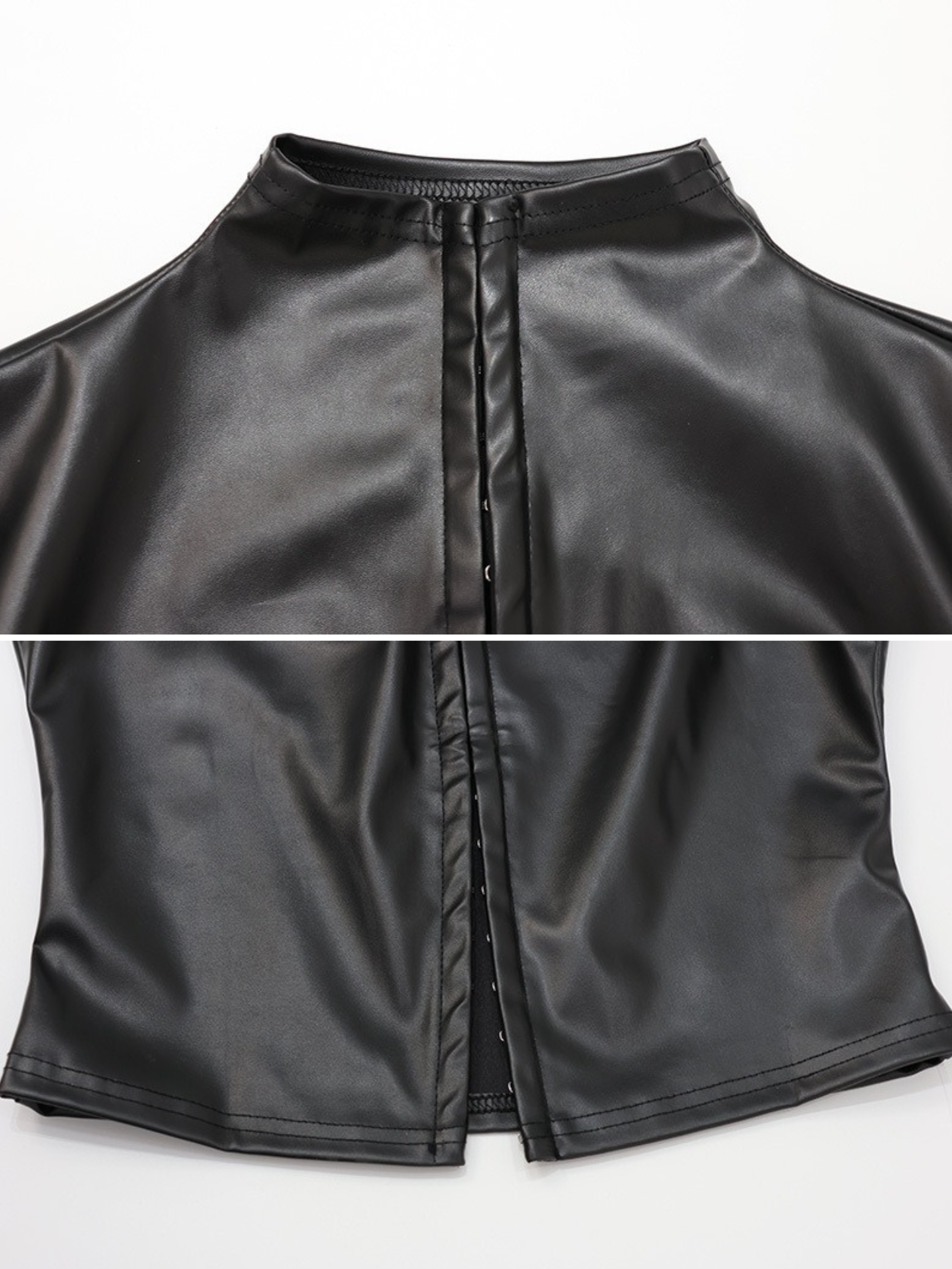 Orelia Faux Leather Zip Crop Top
