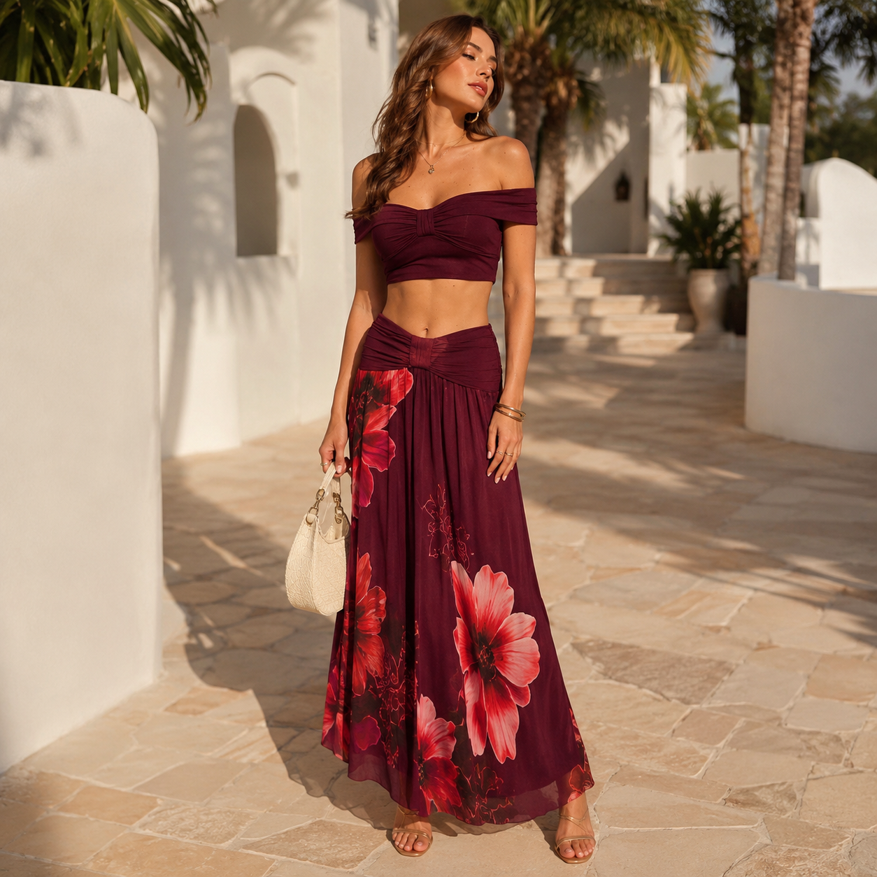 Thaliah Floral Two-Piece Maxi Skirt Set