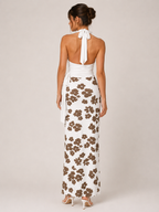 Tilora Halter Floral Maxi Dress with Side Tie