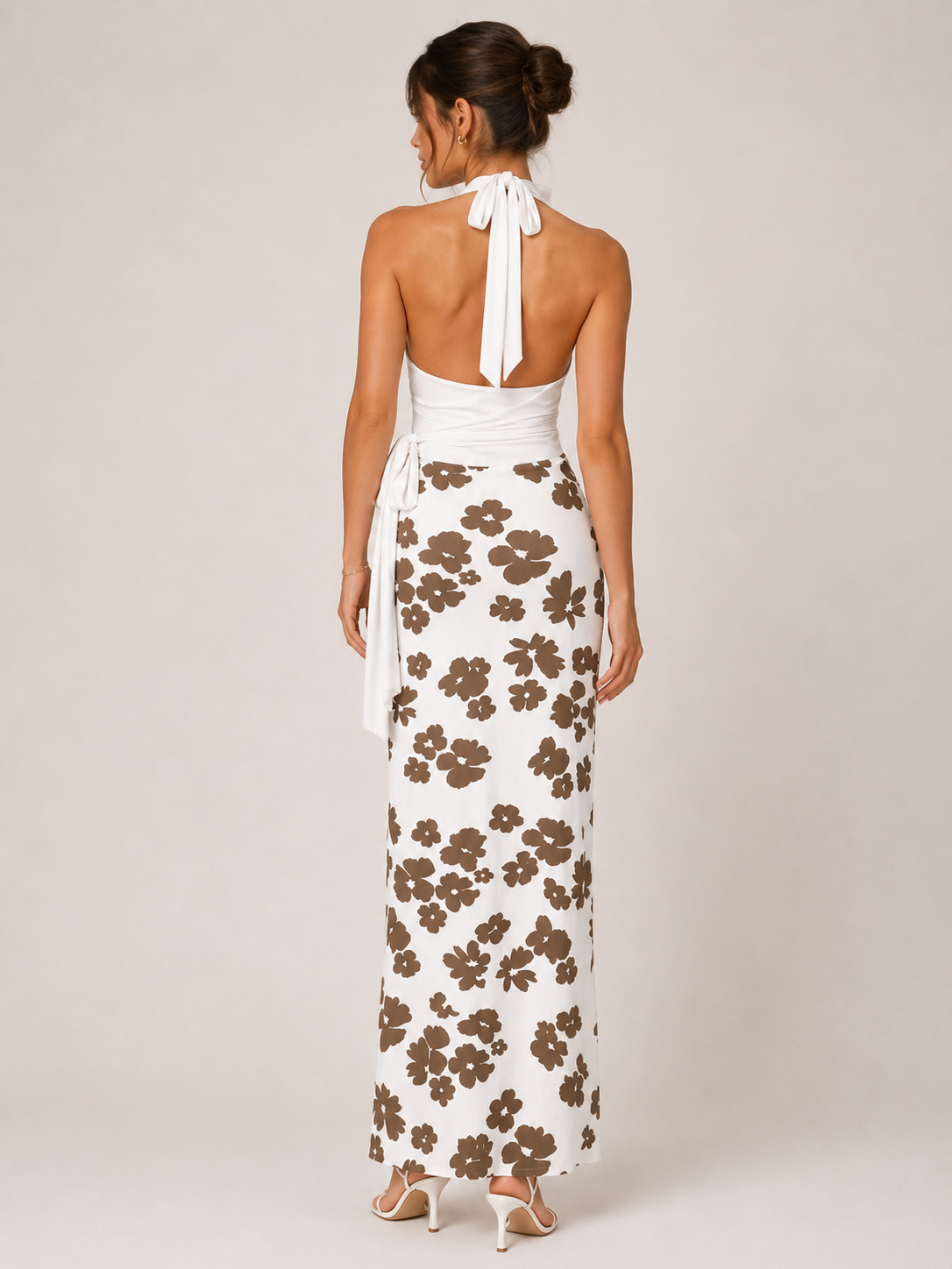 Tilora Halter Floral Maxi Dress with Side Tie