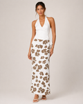 Tilora Halter Floral Maxi Dress with Side Tie