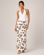 Tilora Halter Floral Maxi Dress with Side Tie