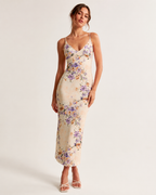 Tizra Cream Floral Cami Maxi Dress