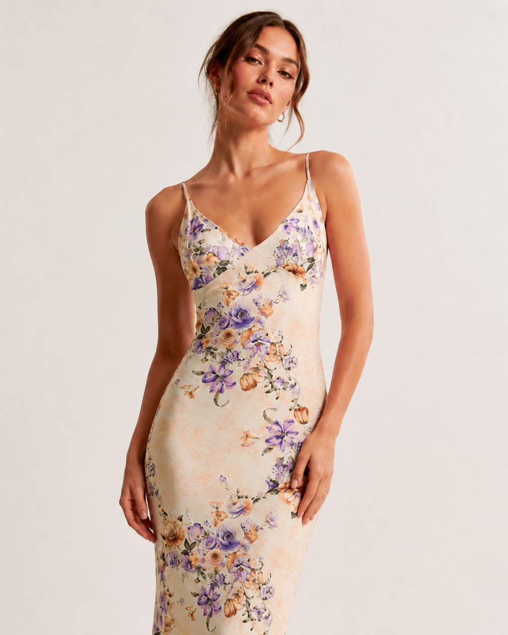 Tizra Cream Floral Cami Maxi Dress