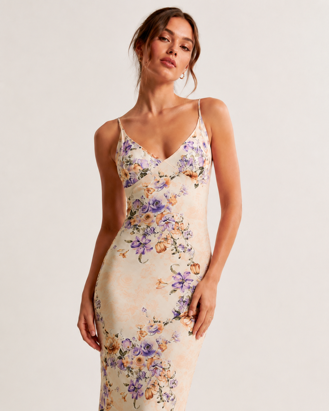 Tizra Cream Floral Cami Maxi Dress