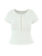 Ribbed Pearl Button Knit Top