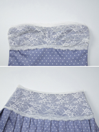 Powder Blue Polka Dot Lace Two Piece Set