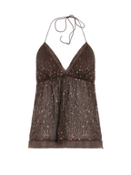 Sequin Halter Backless Cami Top