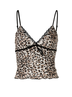 Lace Trim Leopard Print Cami Top