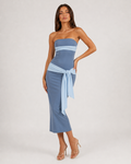 Velira Strapless Midi Dress with Tie Detail
