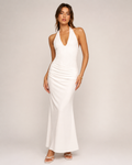 Vessia Draped Waist Maxi Dress in White