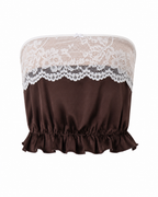Selma Brown Satin Lace Bandeau Top