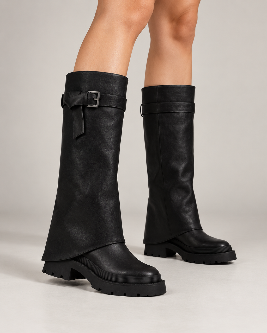 Elara Belted Knee-High Boots