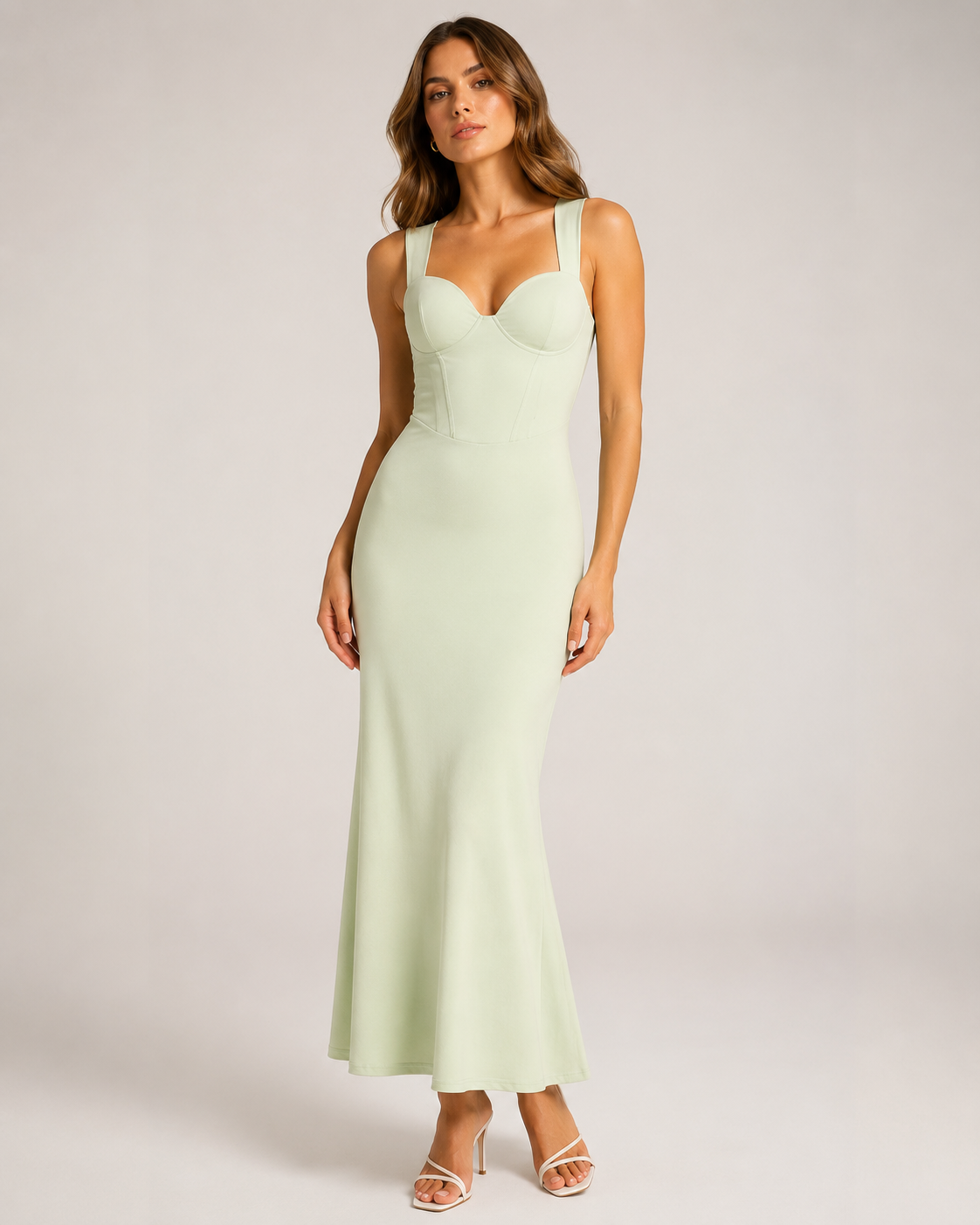 Faria Pale Mint Corset Maxi Dress