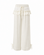 Geneva Ivory Lace Ruffle Wide-Leg Pants