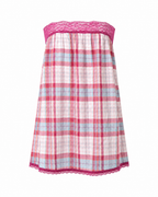 Nadia Plaid Lace-Trim Tube Top