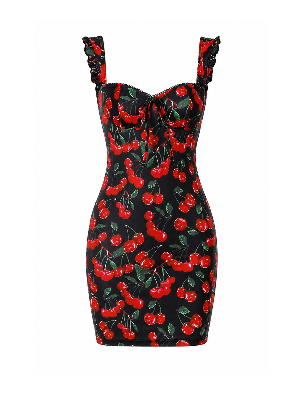 Teren Cherry Print Bodycon Mini Dress