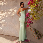 Faria Pale Mint Corset Maxi Dress