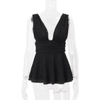 Deep V Peplum Tank Top