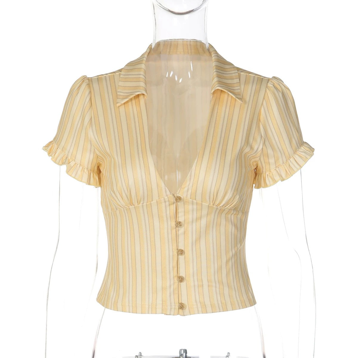 Ilvina Soft Stripe Button Corset Top
