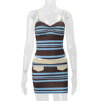 Bianca Retro Stripe Mini Skirt Set