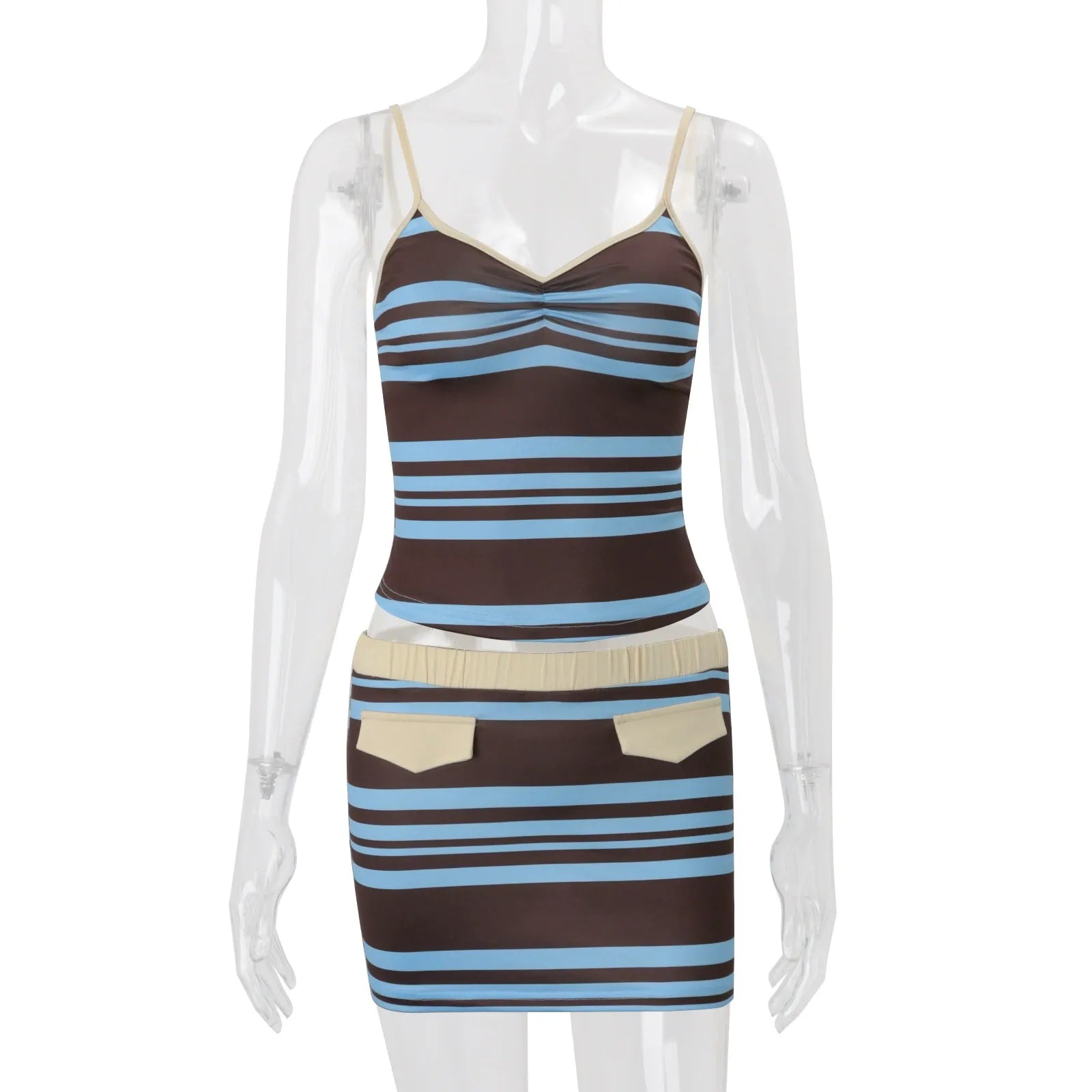 Bianca Retro Stripe Mini Skirt Set