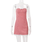 Red Gingham Lace-Trim Mini Dress