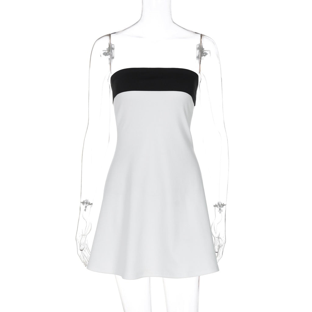 Contrast Trim Strap Mini Dress