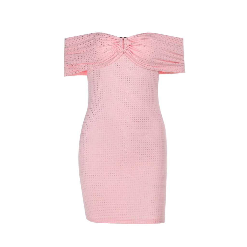 Rovelle Rhinestone Off Shoulder Mini Dress